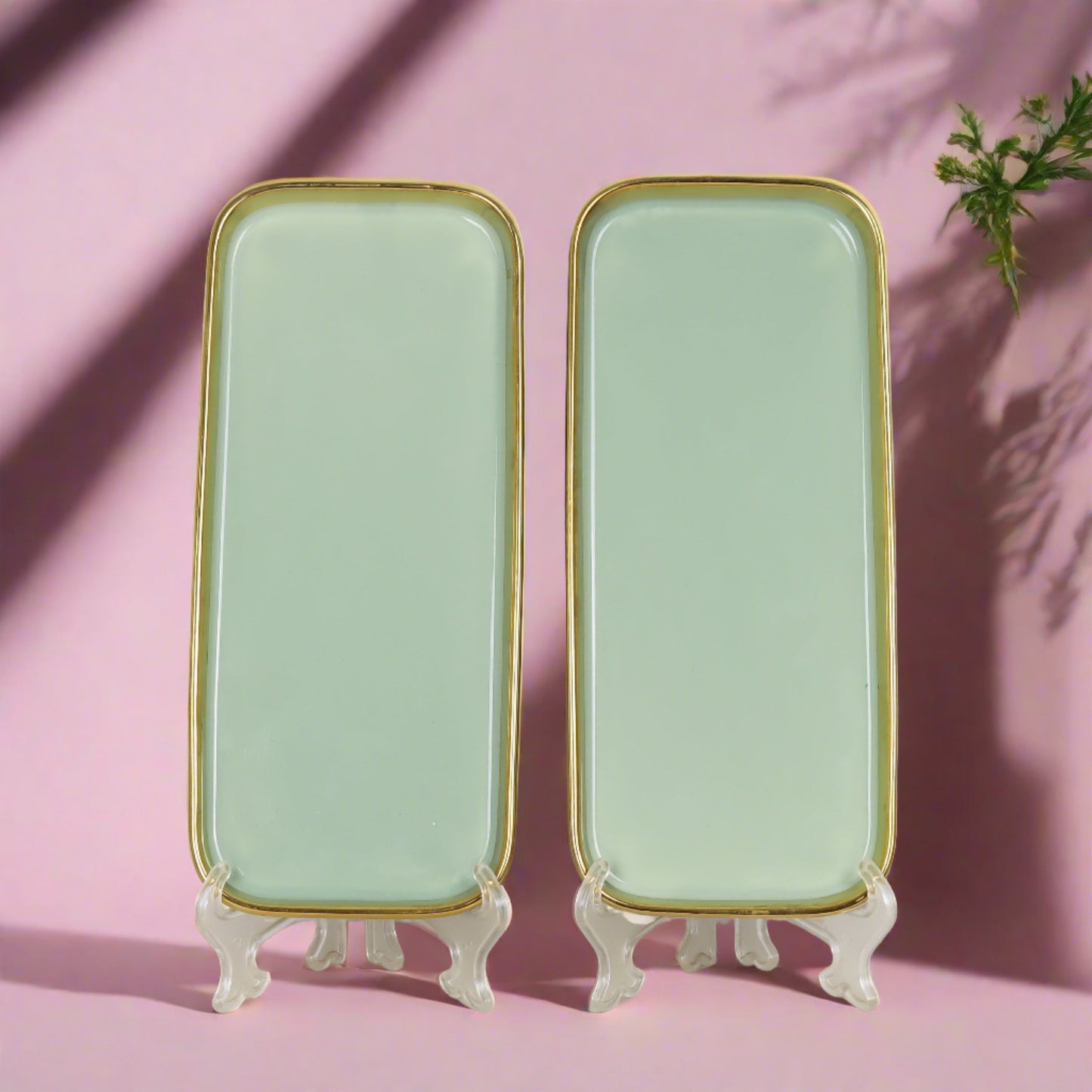 Pair of ceramic rice/salad plates - versatile and elegant tableware for two