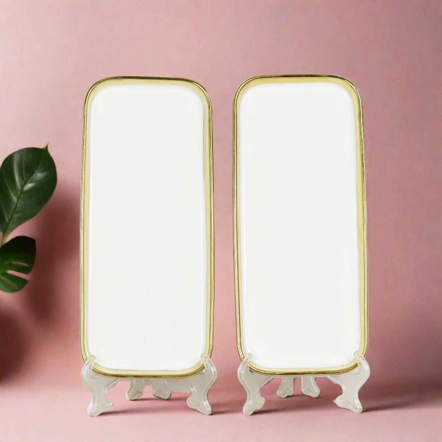 Pair of ceramic rice/salad plates - versatile and elegant tableware for two