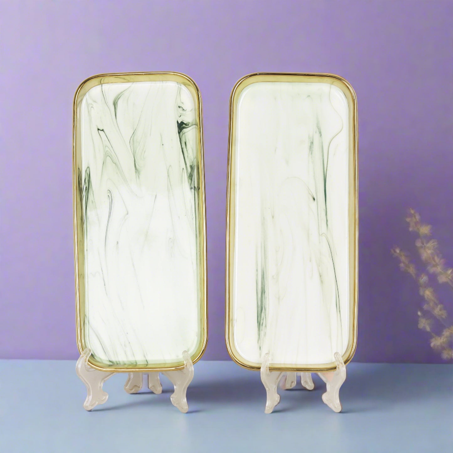 Pair of ceramic rice/salad plates - versatile and elegant tableware for two