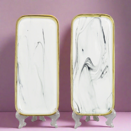 Pair of ceramic rice/salad plates - versatile and elegant tableware for two