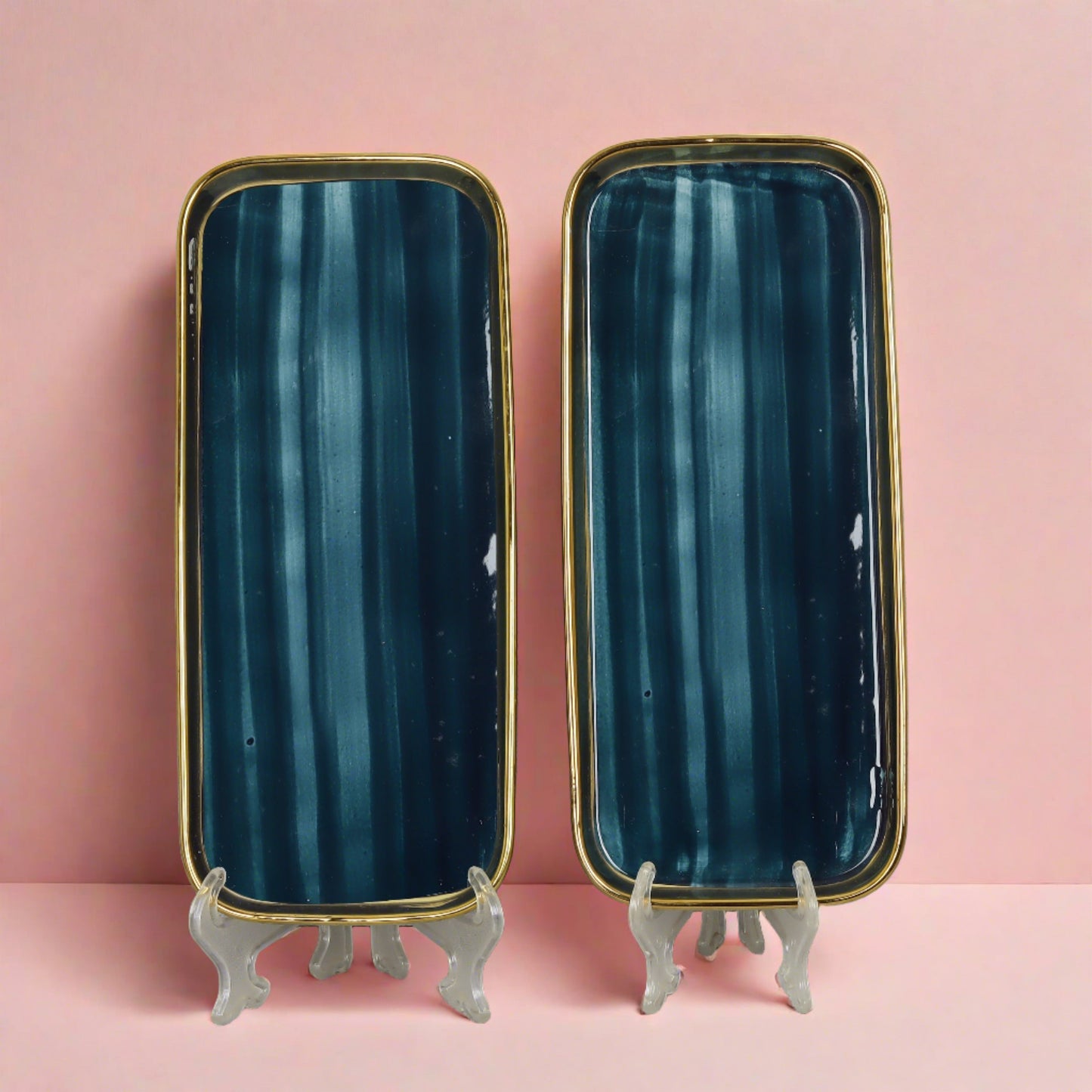 Pair of ceramic rice/salad plates - versatile and elegant tableware for two