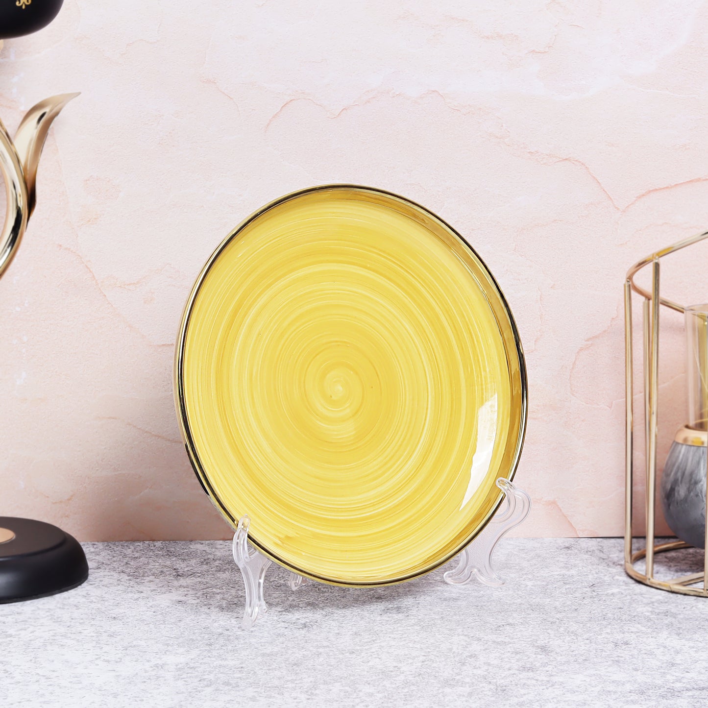 Swasha Porcelain Dinner Set/Snacks Set of 18 Pieces | Tableware (Yellow)