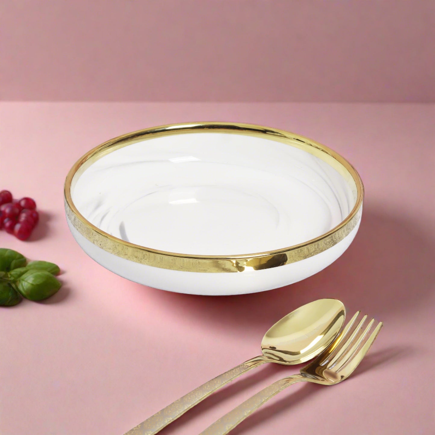 Ceramic set of 4 rice/salad plates and pasta bowls - elevate your dining experience with this stylish and versatile dinnerware collection