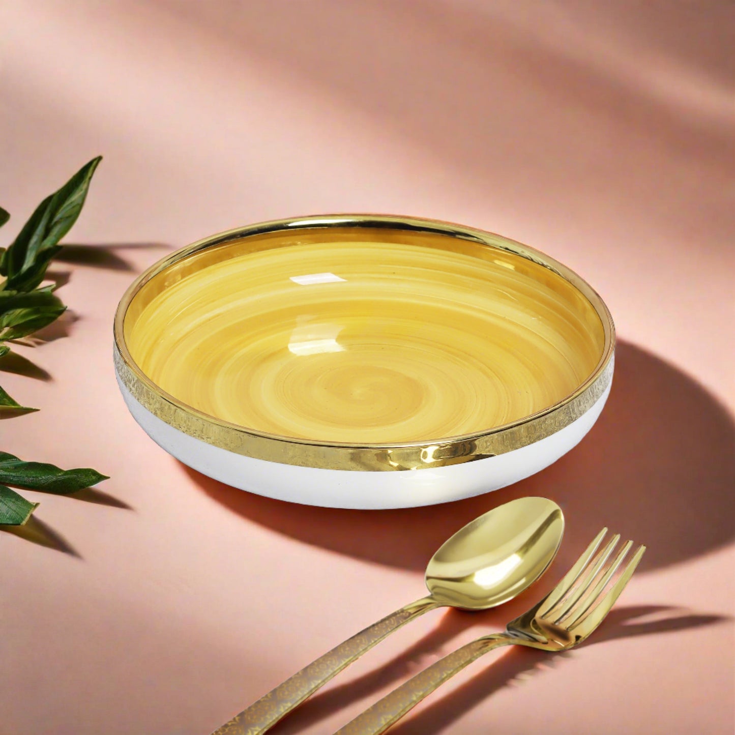 Ceramic set of 4 rice/salad plates and pasta bowls - elevate your dining experience with this stylish and versatile dinnerware collection