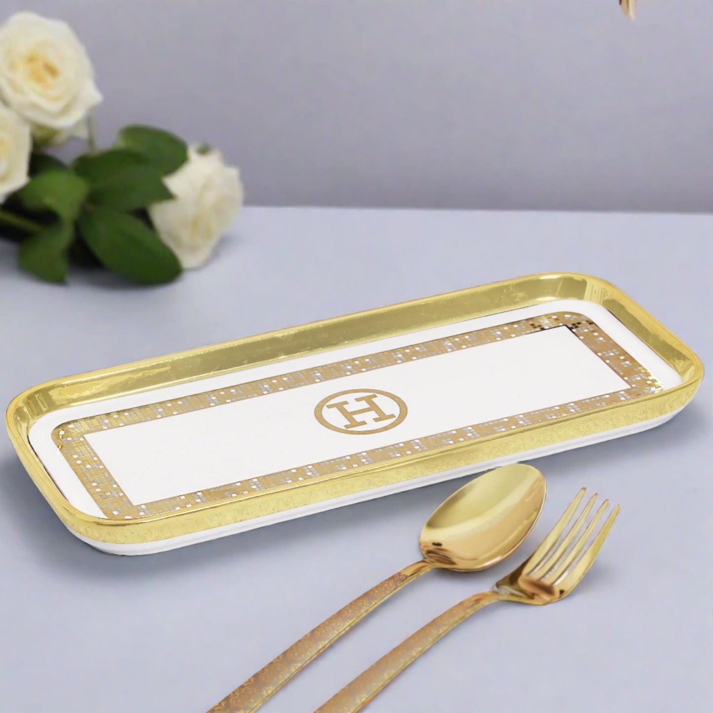 Pair of ceramic rice/salad plates - versatile and elegant tableware for two