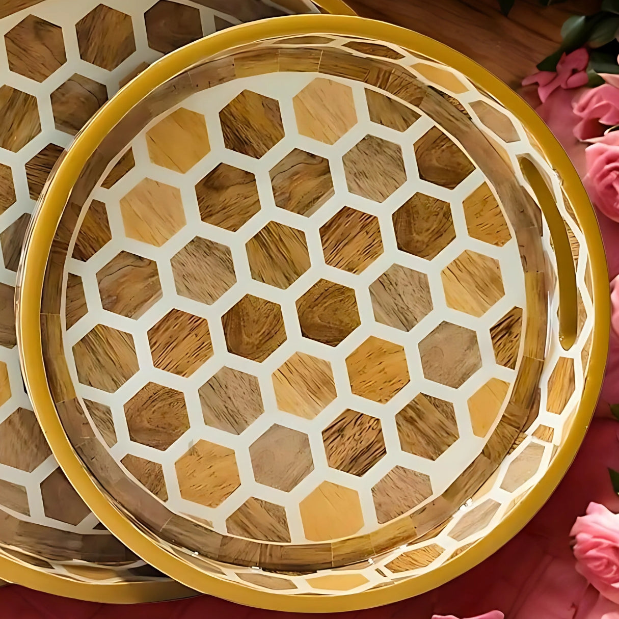 Round MDF Serving Tray Set