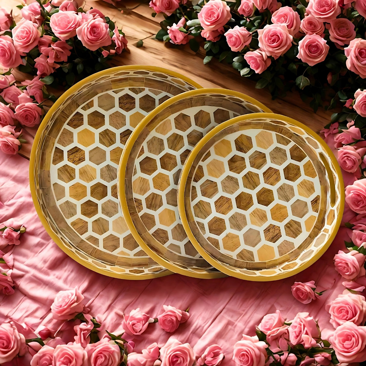 Round MDF Serving Tray Set