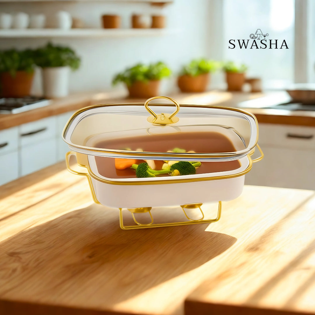 Premium White Porcelain Hot Pot – Swasha Food Warmer (Square)