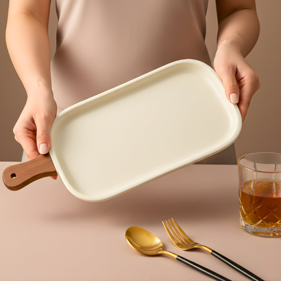 Swasha Ceramic Snack Platter | Modern Serving Dish (Set Of 2)