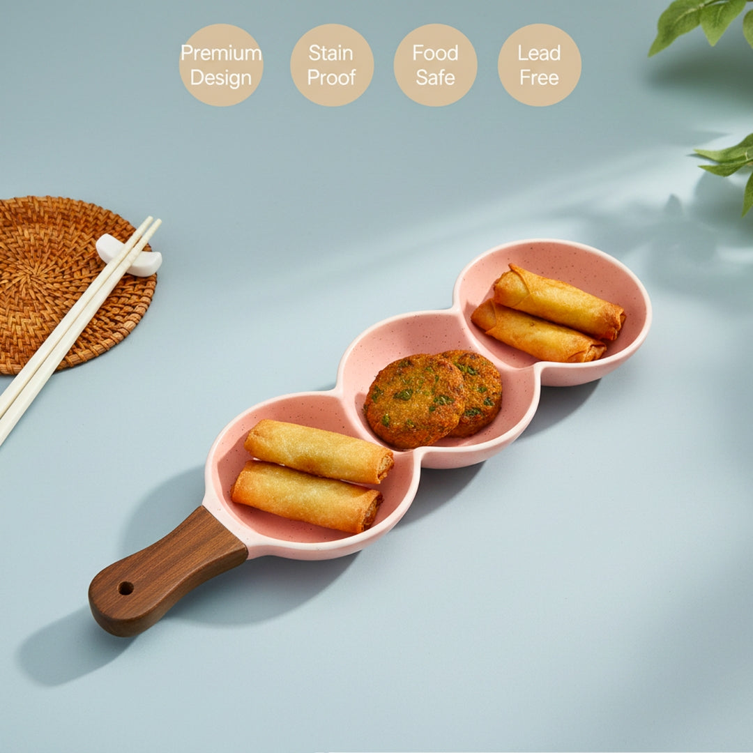 Multi-purpose Ceramic Chip Dip Platter with Handle (Set Of 2) Swasha
