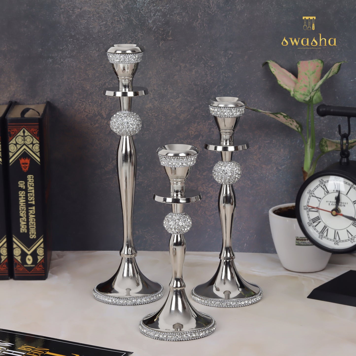 Swasha's elegant candle stands set of 3 - perfect for ambient lighting and decor accents