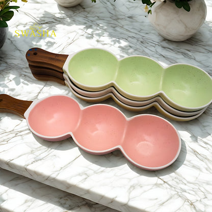 Multi-purpose Ceramic Chip Dip Platter with Handle (Set Of 2) Swasha