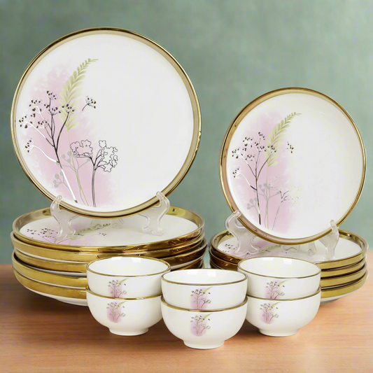 Swasha Porcelain Dinner Set/Snacks Set of 18 Pieces | Tableware