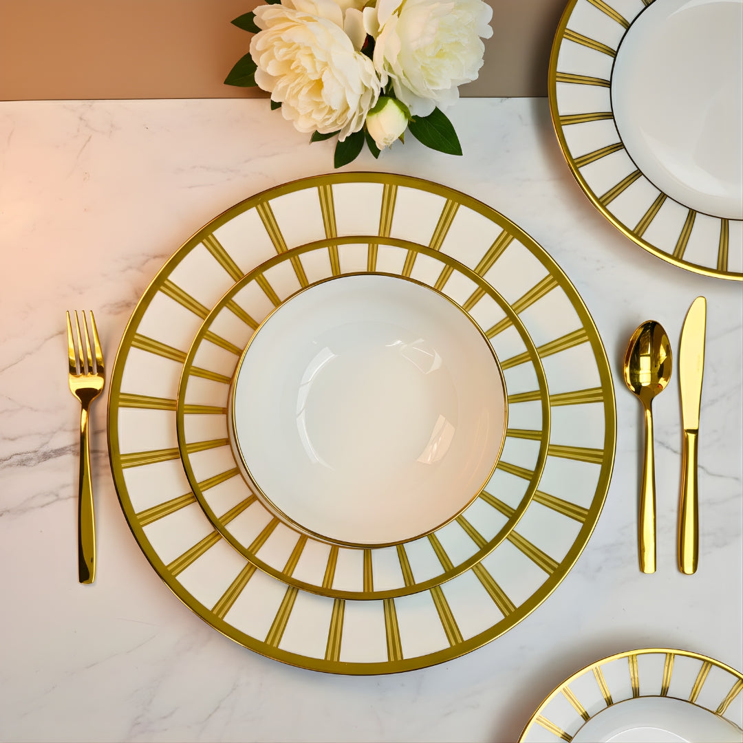 Luxury white gold porcelain dinnerware set