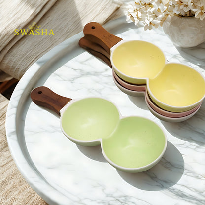 Luxury Ceramic Serving Platter with Handle for Chips & Snacks (Set Of 2) Swasha