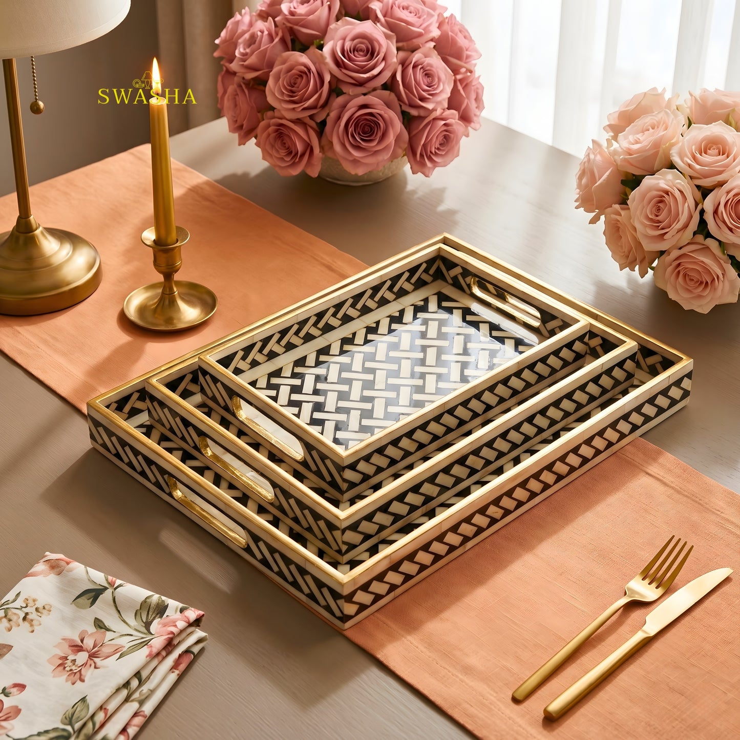 Resin Decorative Tray Set of 3 
