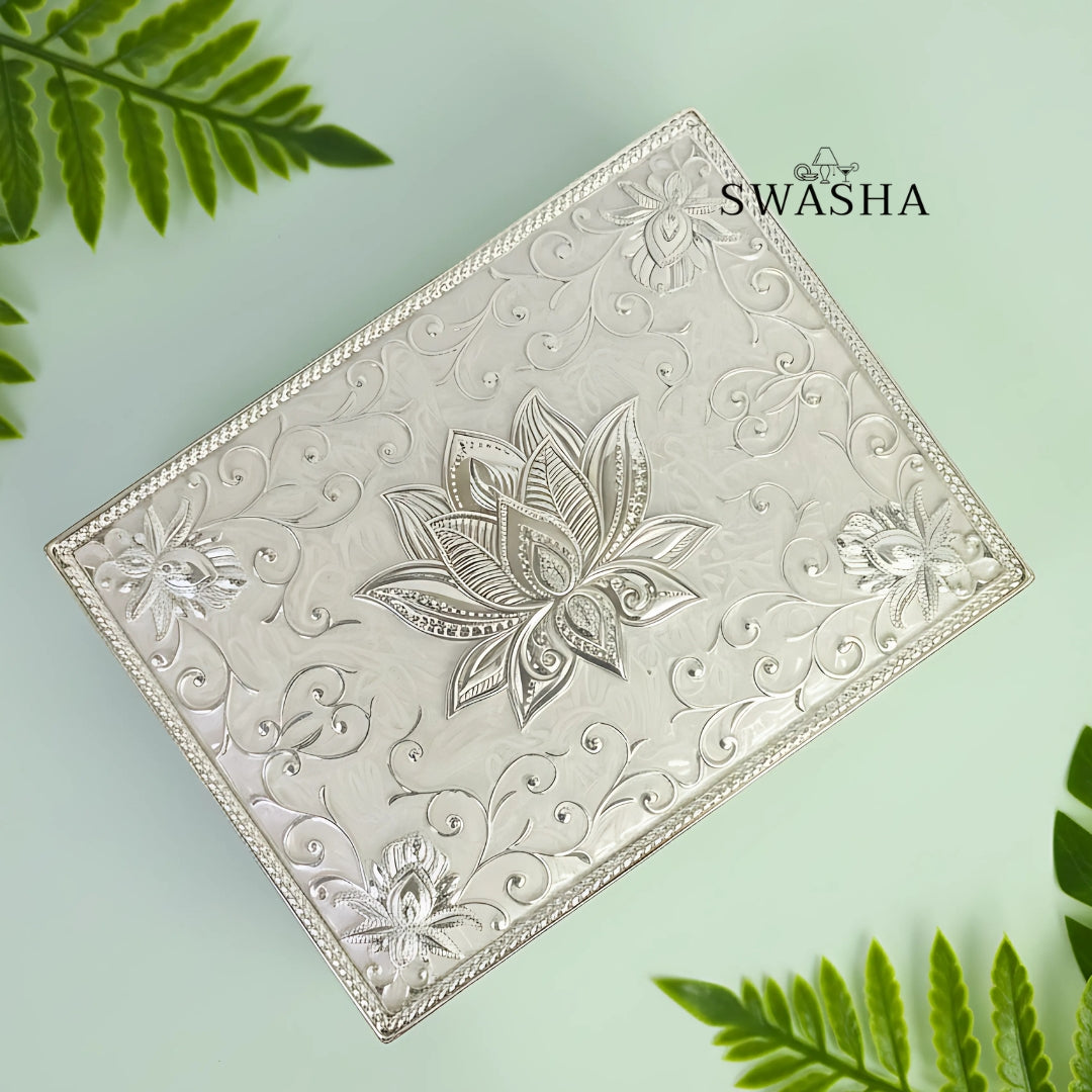 Swasha German Silver Dry Fruits Box
