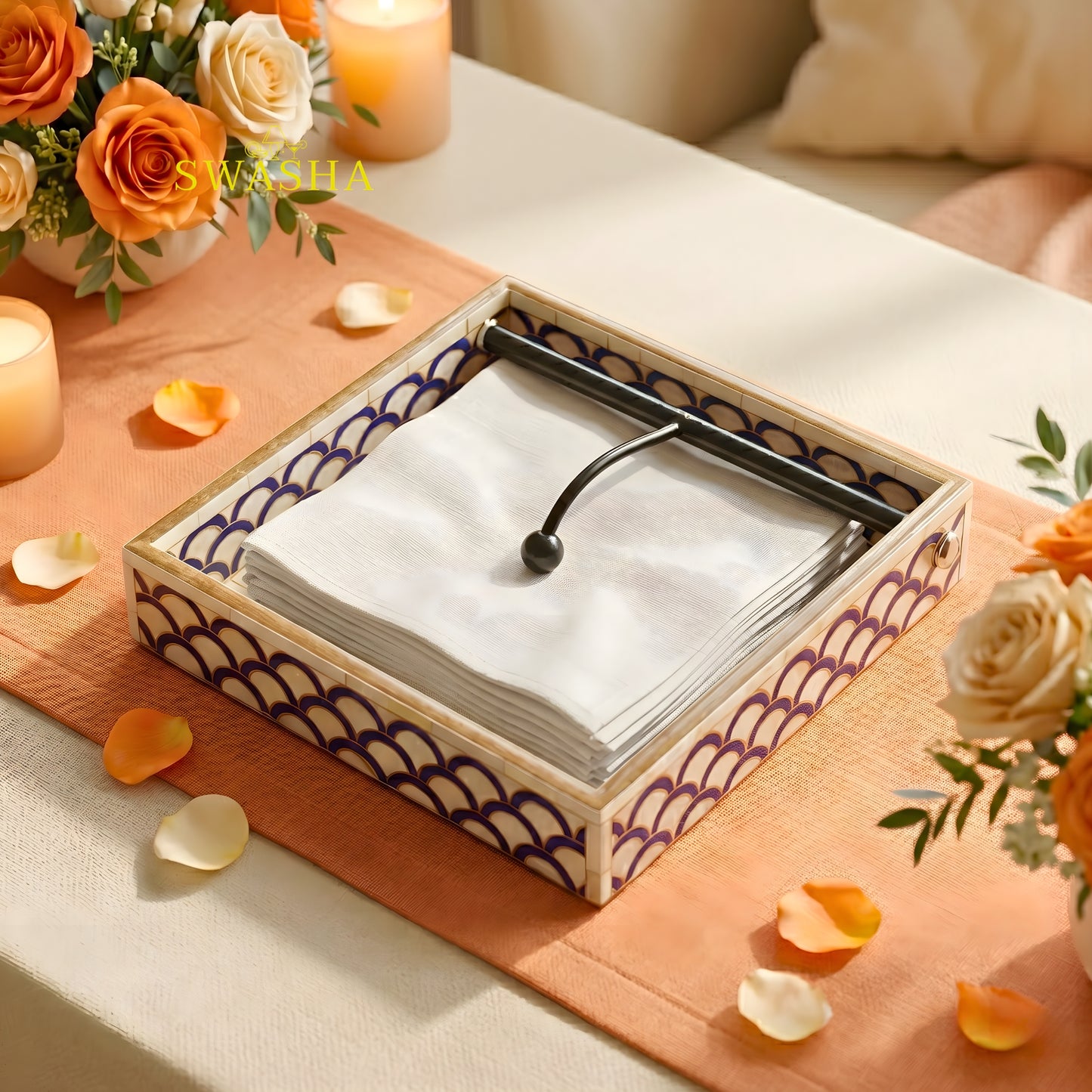 Swasha Resin Finish MDF Tissue Holder - Weighted Napkin Box