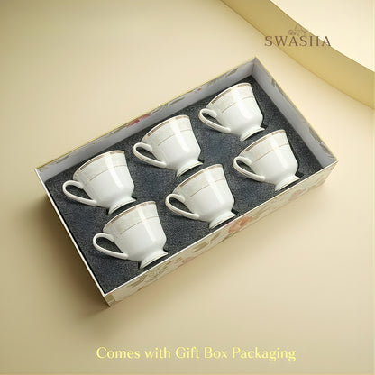 Porcelain Tea & Coffee Cup Set of 6 by Swasha