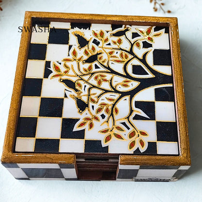 Swasha Modern MDF Printed Coasters – Set of 6 Table Accessories