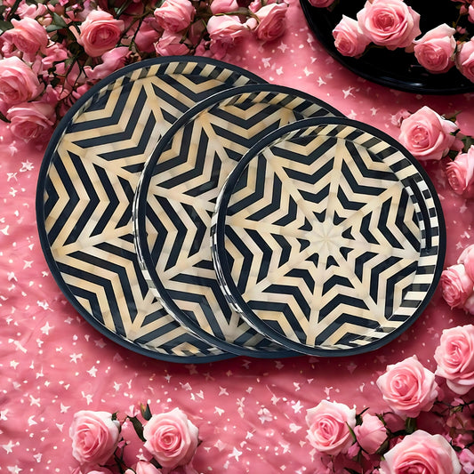 Round MDF Serving Tray Set