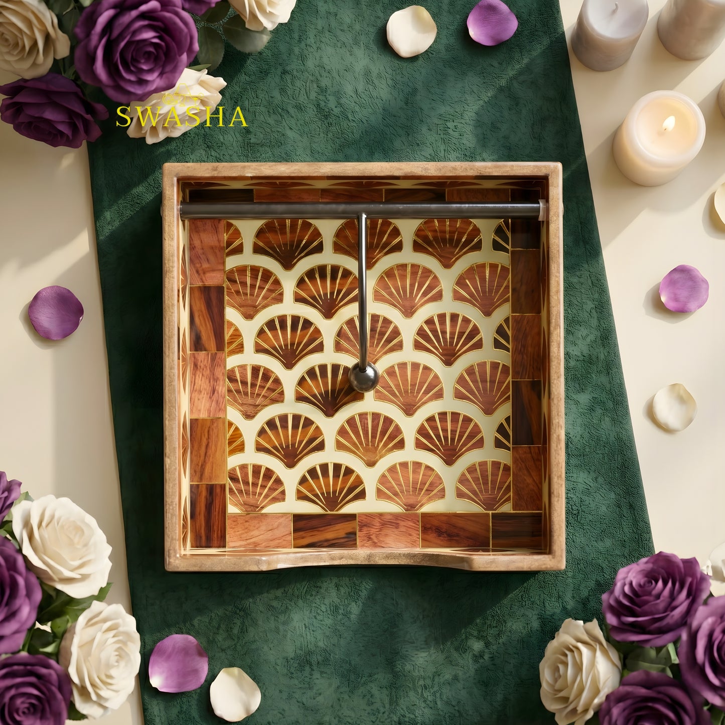 Swasha Luxury Tissue Holder Set of 1 - MDF Wood with Resin Top