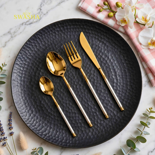 two tone gold cutlery set 24 pieces