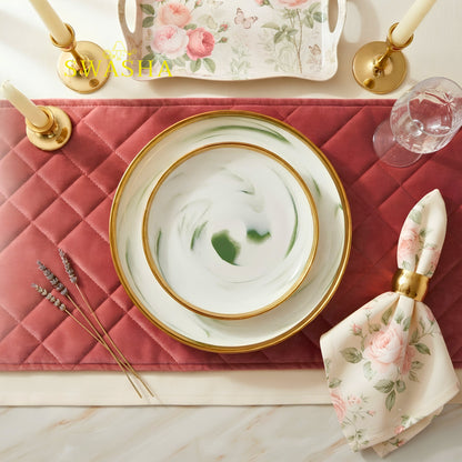 Swasha Royal Serving Set 7 Pcs | Side Plate Set of 6 + Full Plate | Premium Crockery for Festive Serving