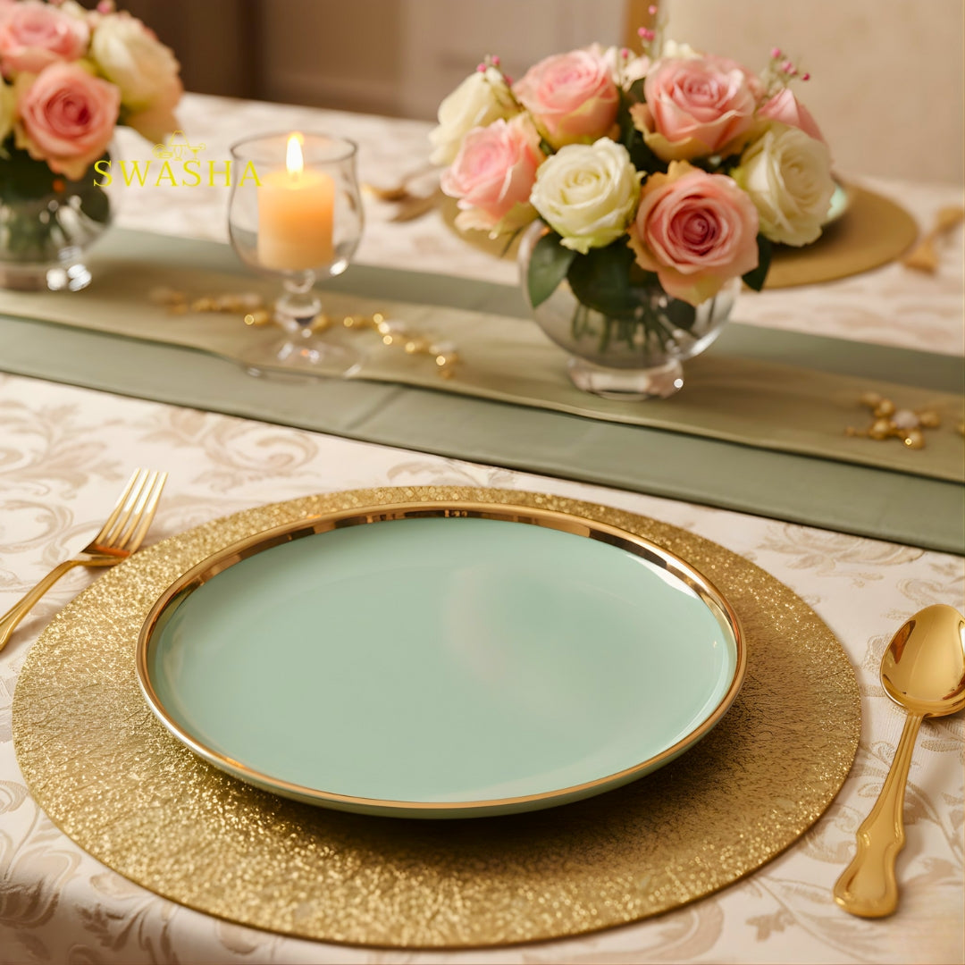 SWASHA Porcelain Dinner Set of 28 Pieces | Tableware | Dinnerware for Personal Use and Gifting (Pale Green)