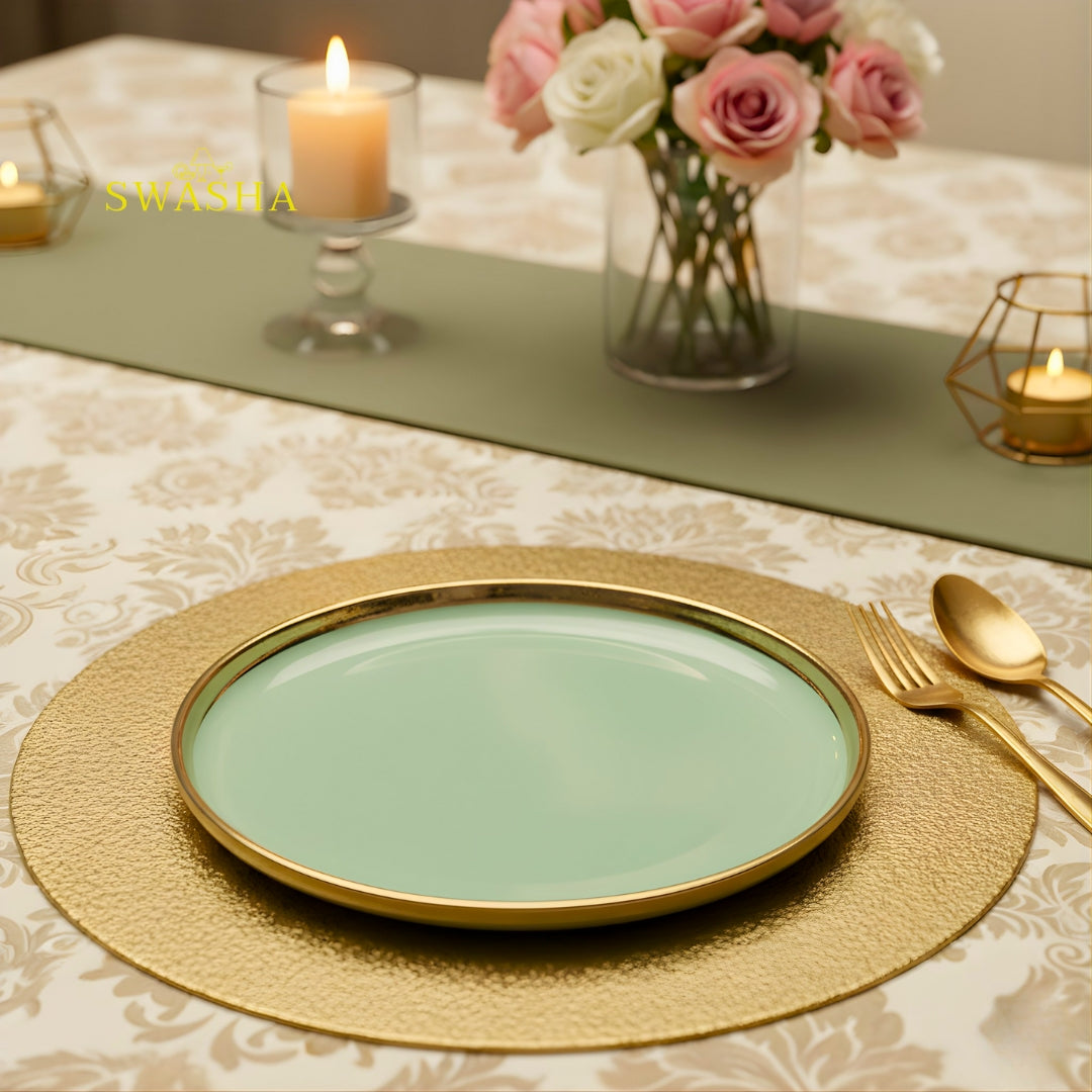 SWASHA Porcelain Dinner Set of 28 Pieces | Tableware | Dinnerware for Personal Use and Gifting (Pale Green)