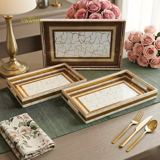 Swasha MDF Resin Tray Set of 3 