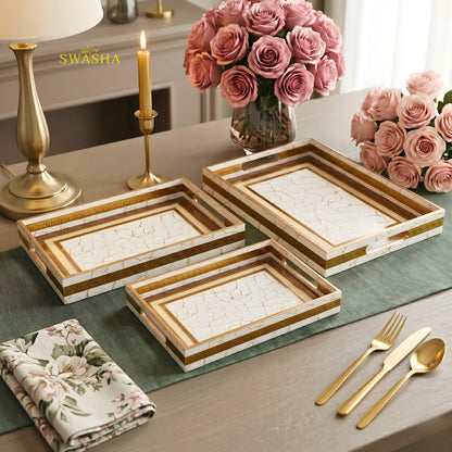 Swasha MDF Resin Tray Set of 3 