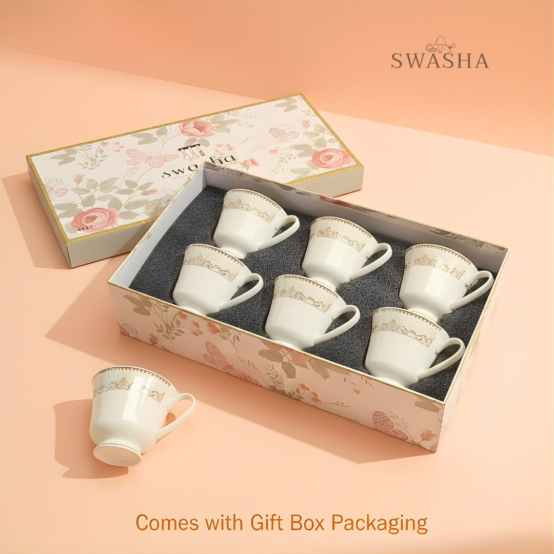 Swasha Ceramic Tea Coffee Cups Set of 6