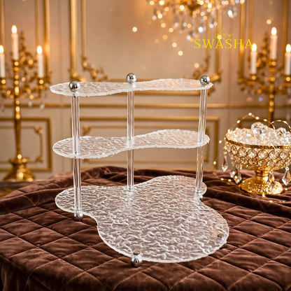 Swasha sky blue ombre 14 pcs soup set fine ceramic 1 crown pot with lid 6 bowls 6 spoons 1 ladle acrylic 3 tier stand pearl handles