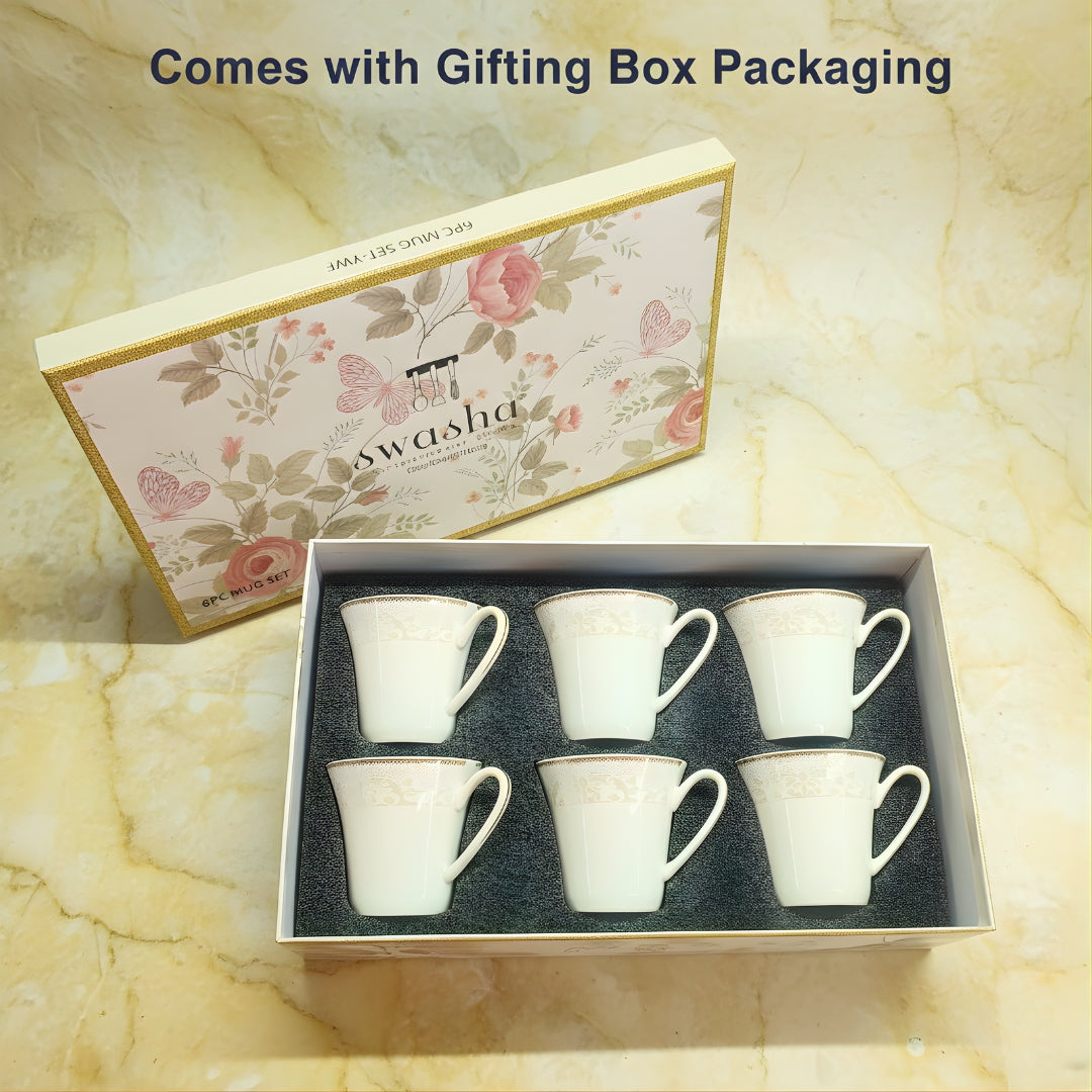 Premium Porcelain Tea Coffee Cups Set of 6