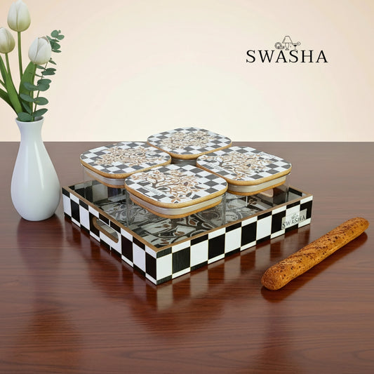 Storage Jars with Wooden MDF Tray
