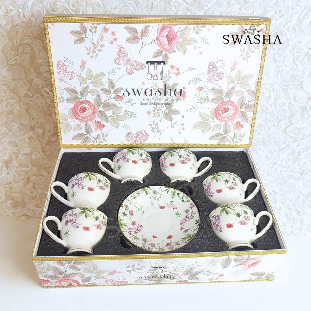 Porcelain Cup Saucer Set of 6 