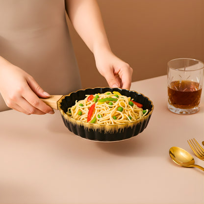 Swasha Round Porcelain Serving Platters – Single Handle (Set of 2)