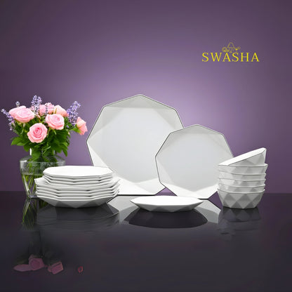 Swasha Magnesium Porcelain 18 Pcs Dinner Set 