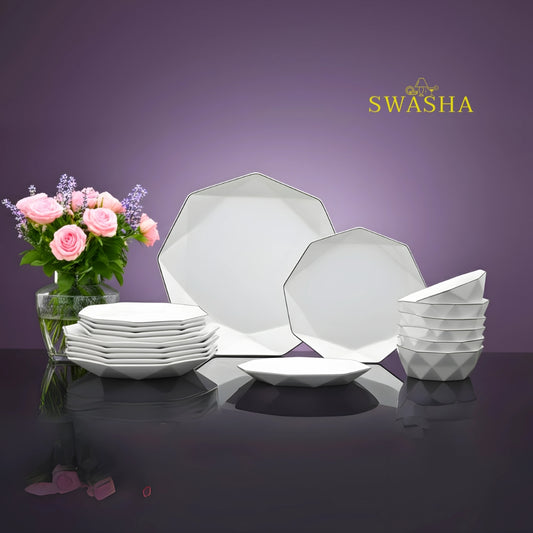 Swasha Magnesium Porcelain 18 Pcs Dinner Set 