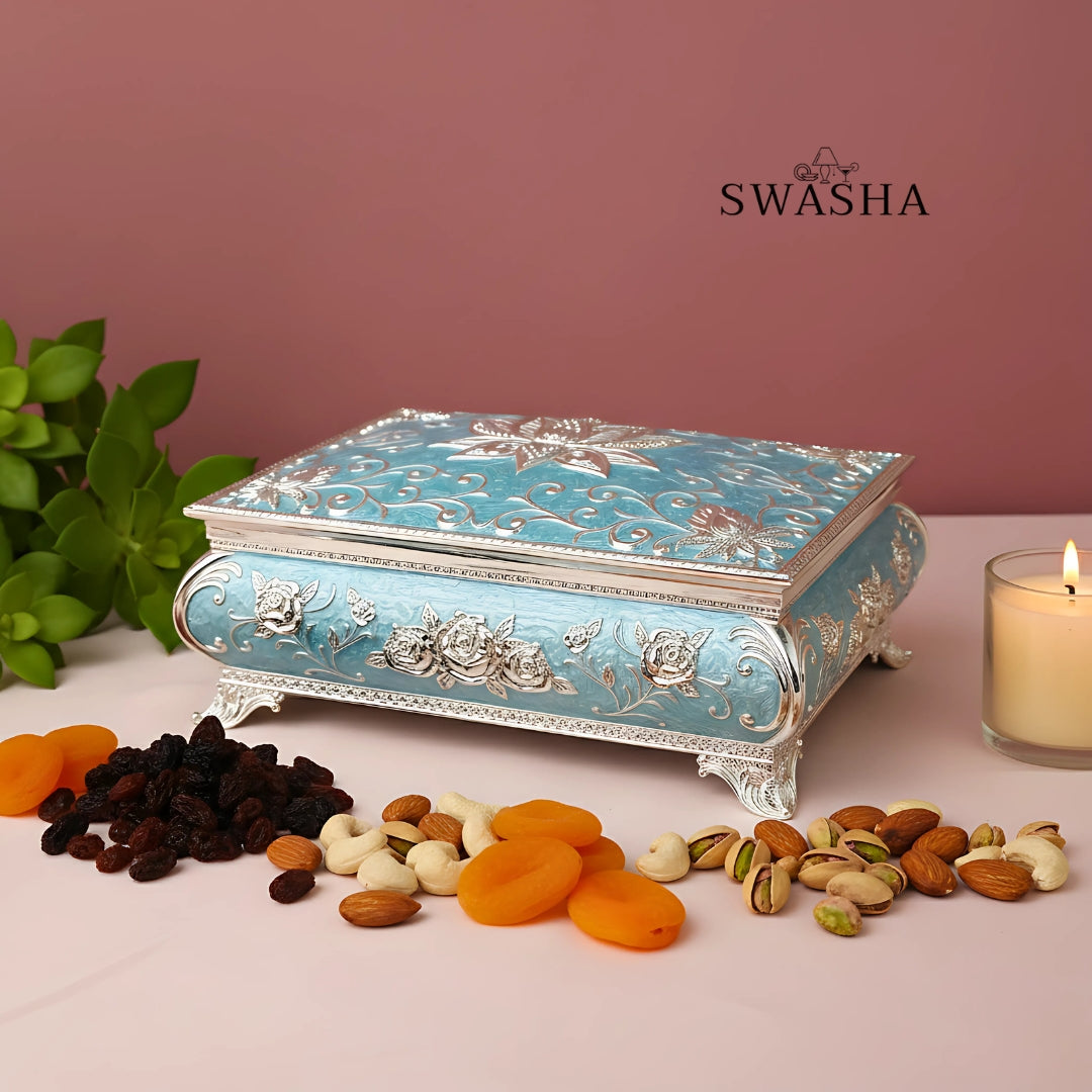 4 Section Dry Fruit Box in German Silver
