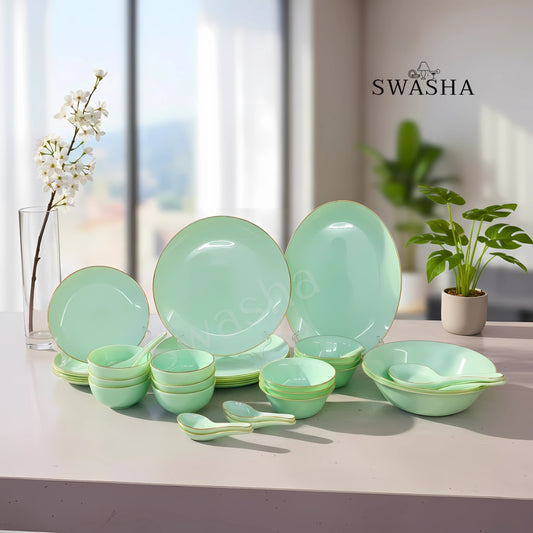 Swasha 35-Piece Opal Glass Dinner Set