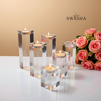 Tealight Crystal Candle Stand (Set of 2) – Elegant Home & Festive Décor