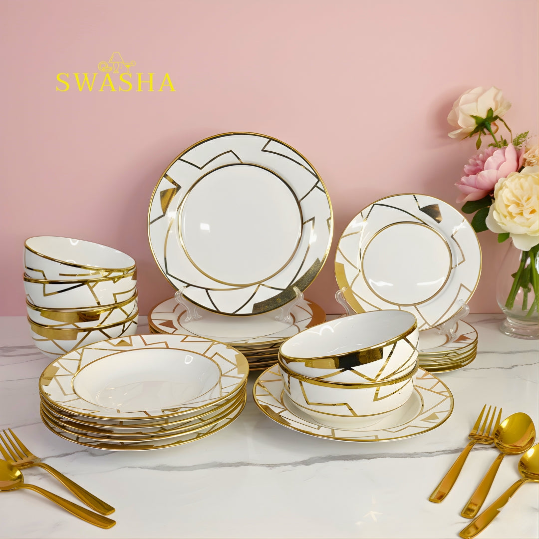 Luxury white gold porcelain dinnerware set