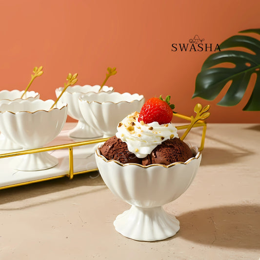 Dessert Cup Set with Tray & Spoons