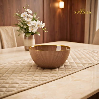 Swasha 28 Pcs Turkish Glass Dinner Set For 6 | Bronze Brown With Gold Rim