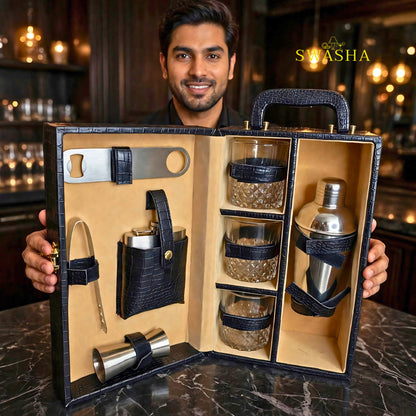 SWASHA 3 Glass Portable Bar Set With Opener | Set of 8 Piece