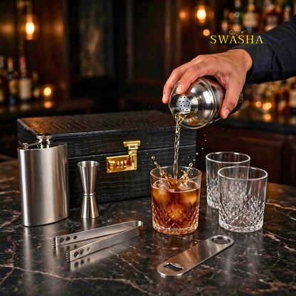 SWASHA 3 Glass Portable Bar Set With Opener | Set of 8 Piece