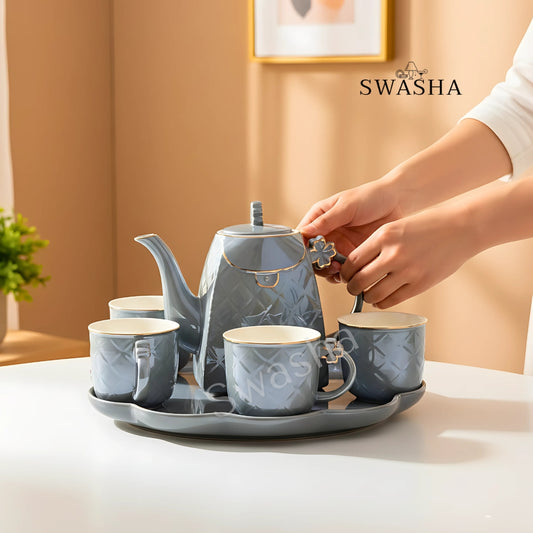Swasha Tea Set with Revolving Tray – Perfect for Gifting & Daily Use