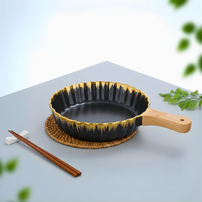 Swasha Round Porcelain Serving Platters – Single Handle (Set of 2)